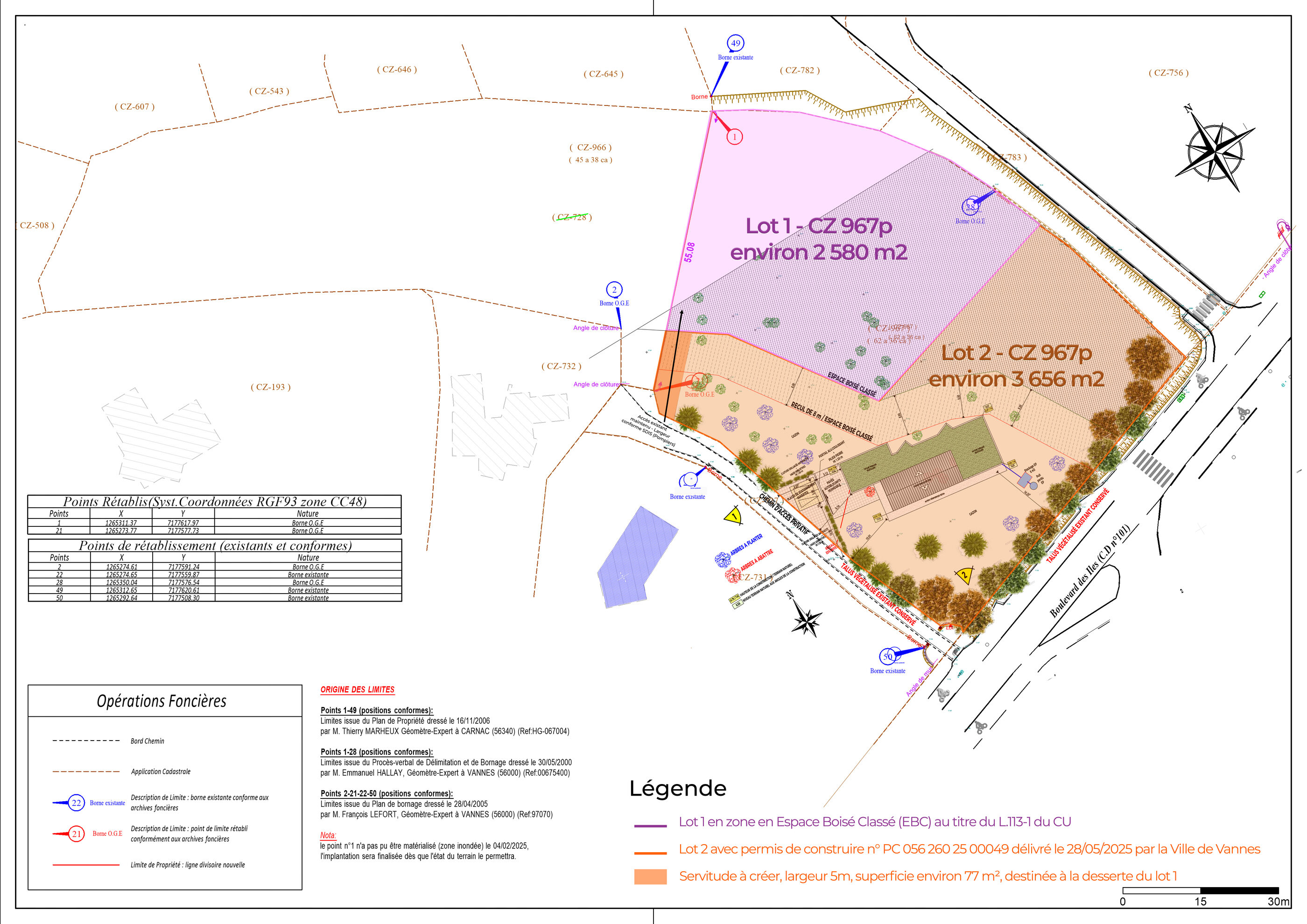 Plan géomètre et architecte au 1/400e, certificat d'urbanisme opérationnel