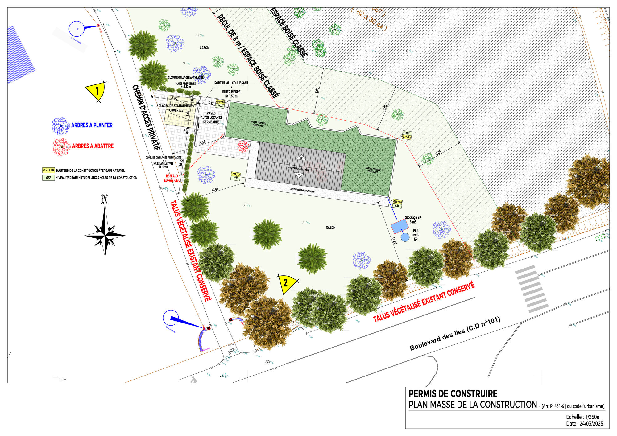 Plan de masse de la construction