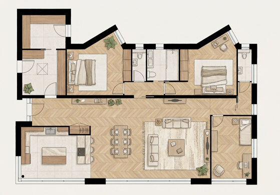 Plan de la villa en version compacte 140 m²